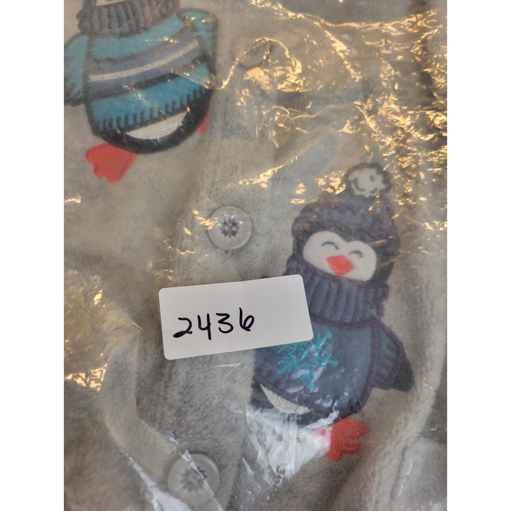 Essentials by Maggie Penguin Fleece Hoodie Cardigan Holiday Winter Gray XL Women - Picture 12 of 12